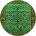 Round Oriental Green Industrial Rug, urb2432grn