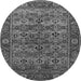 Round Machine Washable Oriental Gray Industrial Rug, wshurb2432gry