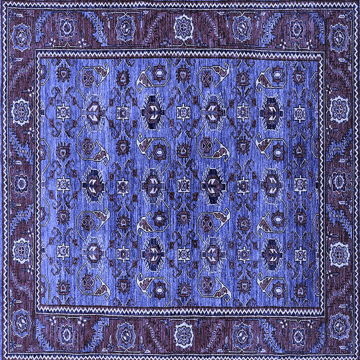 Square Machine Washable Oriental Blue Industrial Rug, wshurb2432blu