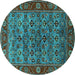 Round Oriental Turquoise Industrial Rug, urb2432turq