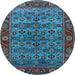 Round Oriental Light Blue Industrial Rug, urb2432lblu