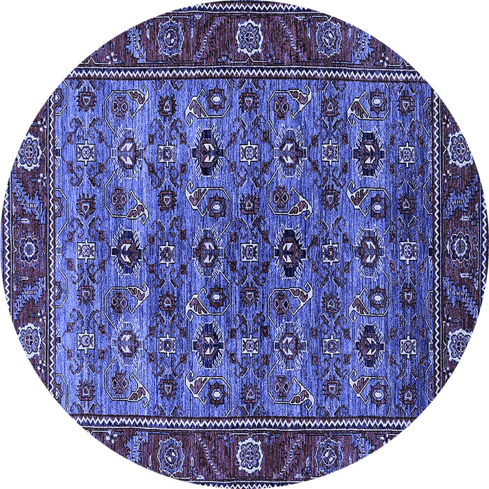 Round Oriental Blue Industrial Rug, urb2432blu