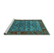 Sideview of Machine Washable Oriental Turquoise Industrial Area Rugs, wshurb2432turq