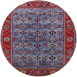 Round Mid-Century Modern Light Purple Blue Oriental Rug, urb2432