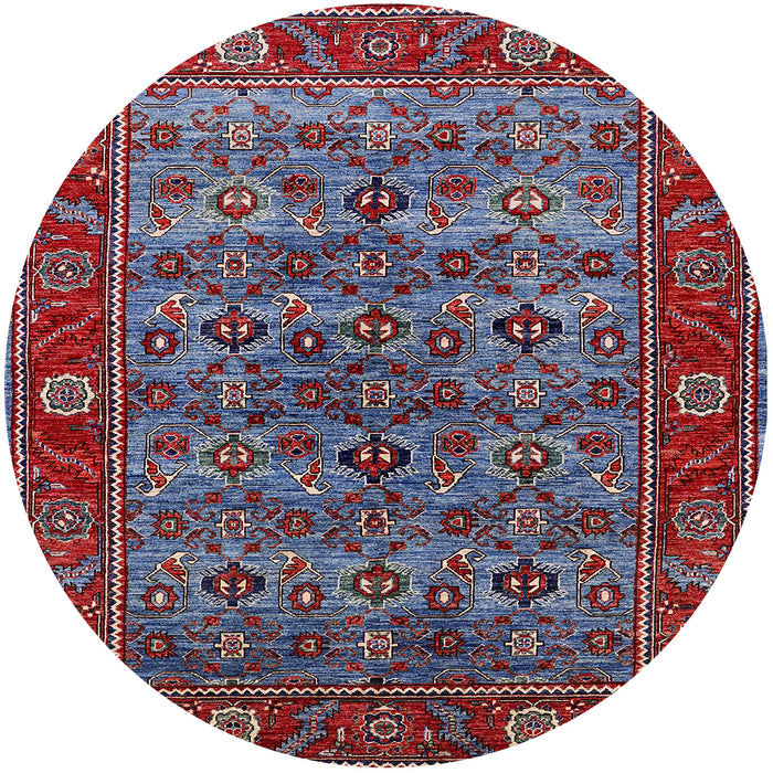 Round Mid-Century Modern Light Purple Blue Oriental Rug, urb2432