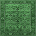 Square Machine Washable Oriental Emerald Green Industrial Area Rugs, wshurb2432emgrn