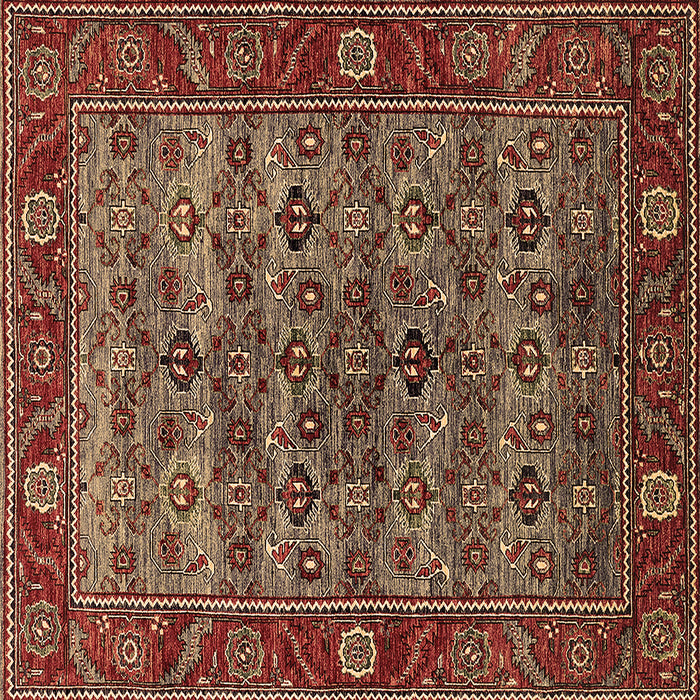 Square Machine Washable Oriental Brown Industrial Rug, wshurb2432brn