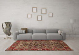 Machine Washable Oriental Brown Industrial Rug in a Living Room,, wshurb2432brn