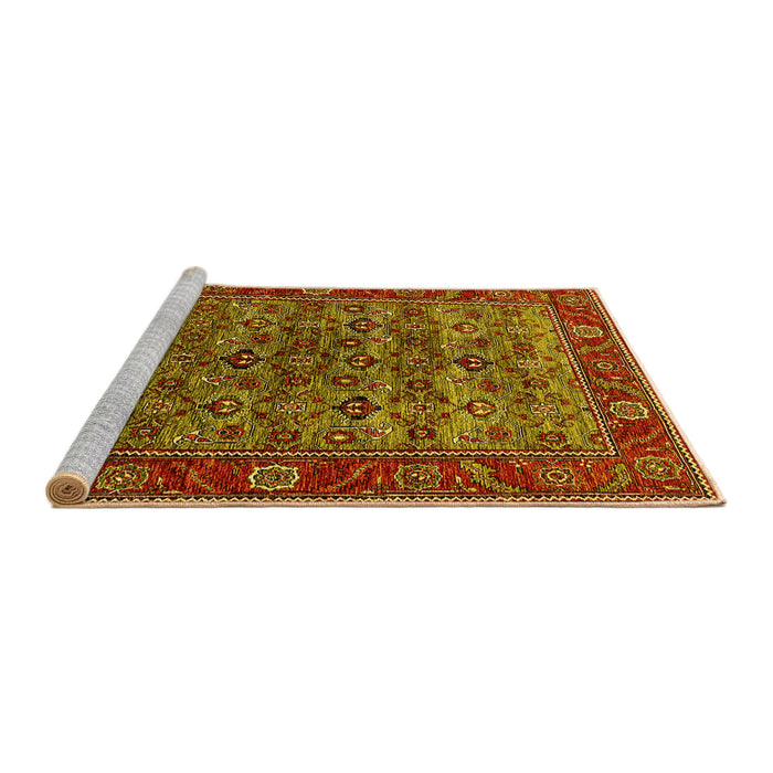 Sideview of Machine Washable Oriental Yellow Industrial Rug, wshurb2432yw