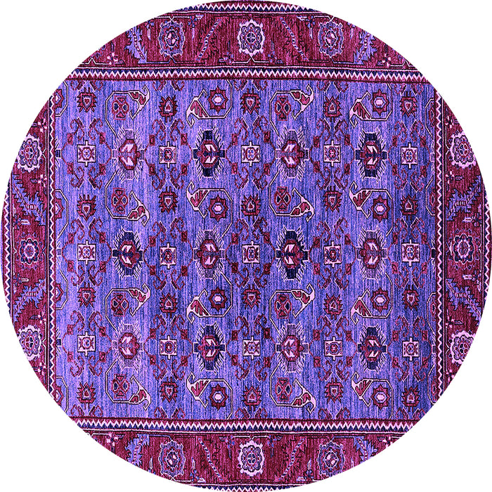 Round Machine Washable Oriental Purple Industrial Area Rugs, wshurb2432pur