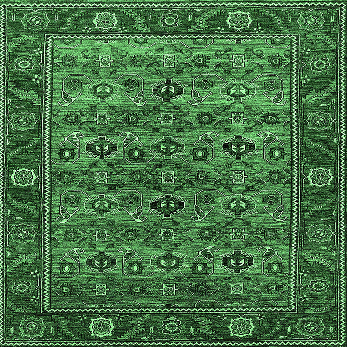 Square Oriental Emerald Green Industrial Rug, urb2432emgrn