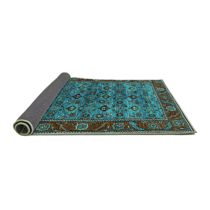 Sideview of Oriental Turquoise Industrial Rug, urb2432turq