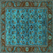 Square Oriental Turquoise Industrial Rug, urb2432turq