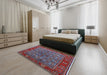 Mid-Century Modern Light Purple Blue Oriental Rug in a Bedroom, urb2432