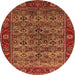 Round Oriental Orange Industrial Rug, urb2432org