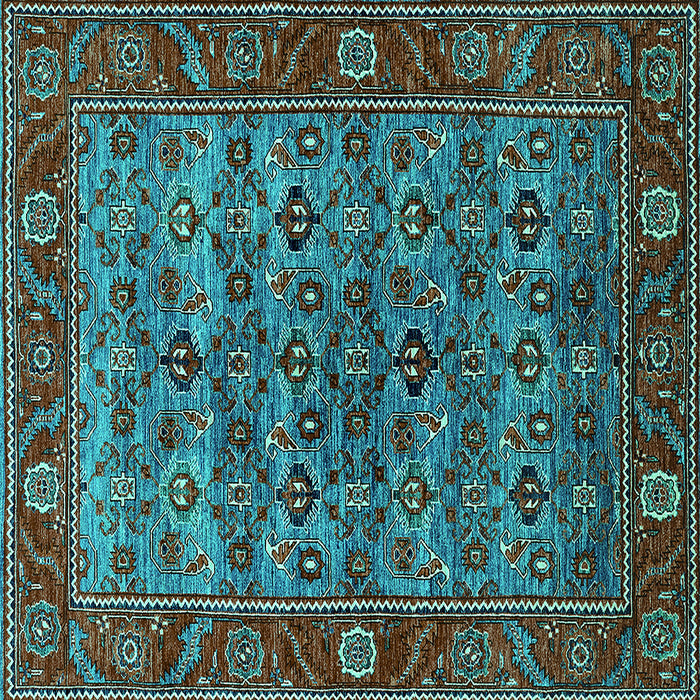 Square Machine Washable Oriental Turquoise Industrial Area Rugs, wshurb2432turq