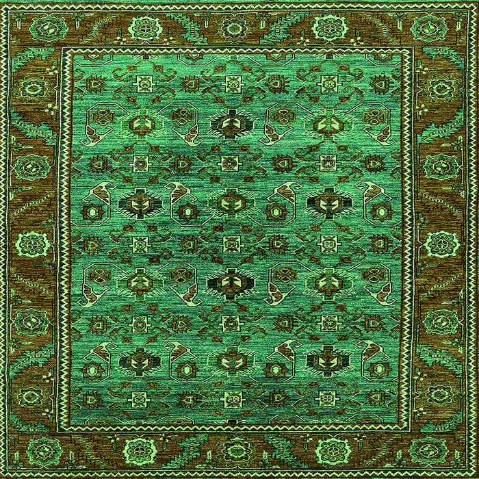 Square Oriental Green Industrial Rug, urb2432grn