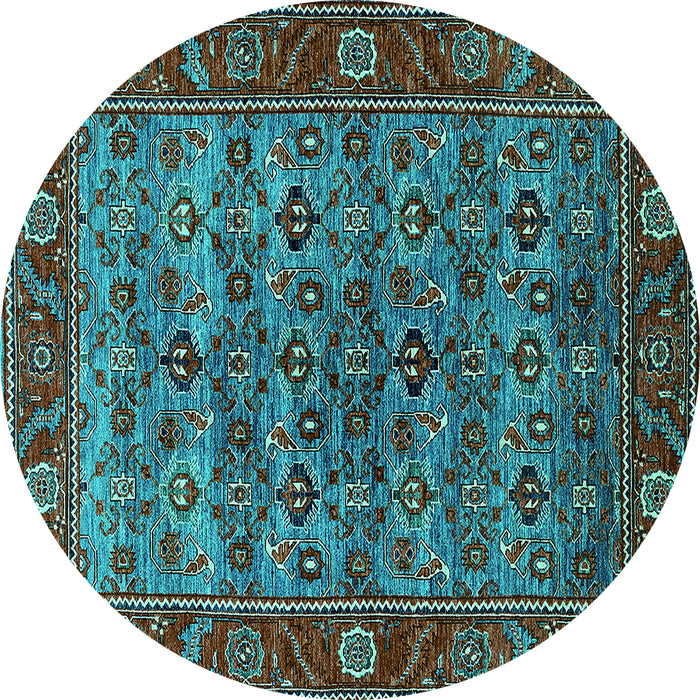 Round Machine Washable Oriental Turquoise Industrial Area Rugs, wshurb2432turq