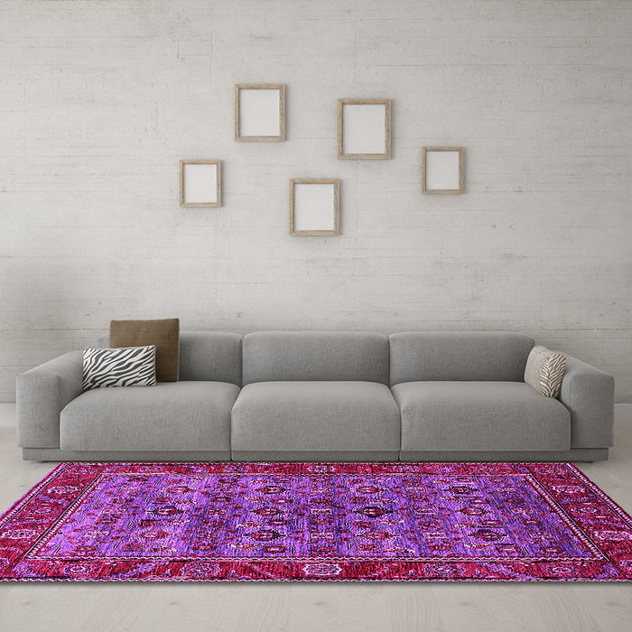 Machine Washable Oriental Pink Industrial Rug in a Living Room, wshurb2432pnk