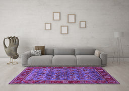Machine Washable Oriental Purple Industrial Area Rugs in a Living Room, wshurb2432pur