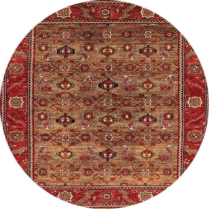 Round Machine Washable Oriental Orange Industrial Area Rugs, wshurb2432org