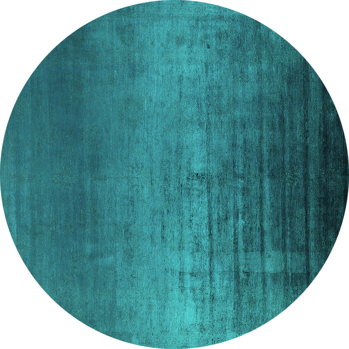 Round Oriental Turquoise Industrial Rug, urb2433turq