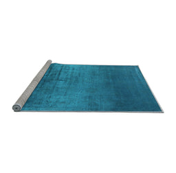 Sideview of Machine Washable Oriental Light Blue Industrial Rug, wshurb2433lblu