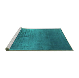 Sideview of Machine Washable Oriental Turquoise Industrial Area Rugs, wshurb2433turq