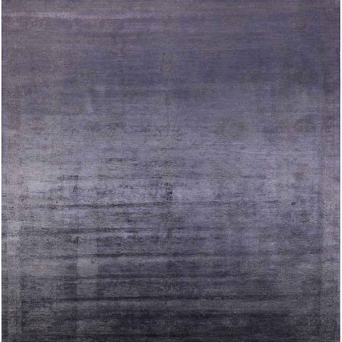 Square Mid-Century Modern Purple Navy Blue Oriental Rug, urb2433