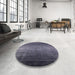 Round Mid-Century Modern Purple Navy Blue Oriental Rug in a Office, urb2433