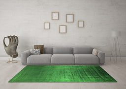 Machine Washable Oriental Green Industrial Area Rugs in a Living Room,, wshurb2433grn