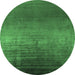 Round Oriental Emerald Green Industrial Rug, urb2433emgrn