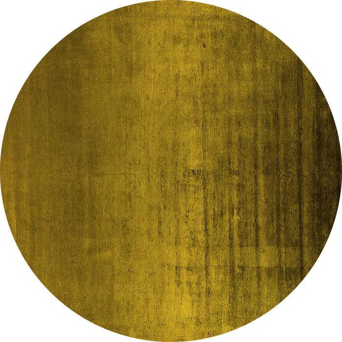 Round Machine Washable Oriental Yellow Industrial Rug, wshurb2433yw