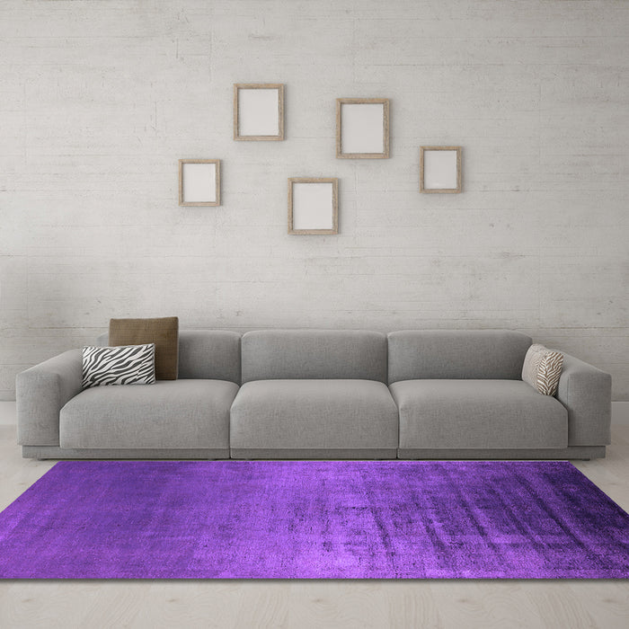 Machine Washable Oriental Purple Industrial Area Rugs in a Living Room, wshurb2433pur