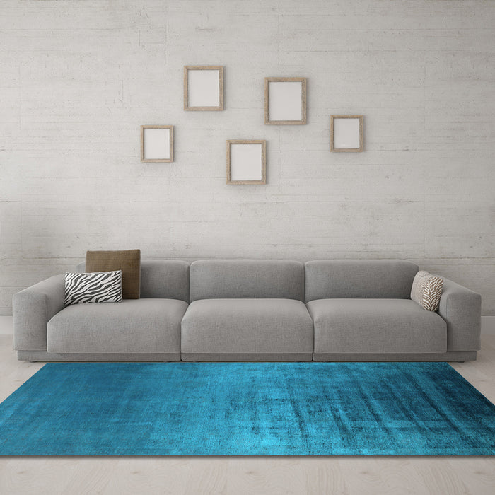 Machine Washable Oriental Light Blue Industrial Rug in a Living Room, wshurb2433lblu