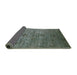 Sideview of Mid-Century Modern Dark Olive Green Oriental Rug, urb2434