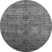 Round Machine Washable Oriental Gray Traditional Rug, wshurb2434gry