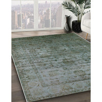 Mid-Century Modern Dark Olive Green Oriental Rug, urb2434