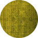 Round Oriental Yellow Traditional Rug, urb2434yw