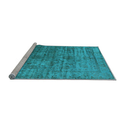 Sideview of Machine Washable Oriental Light Blue Traditional Rug, wshurb2434lblu
