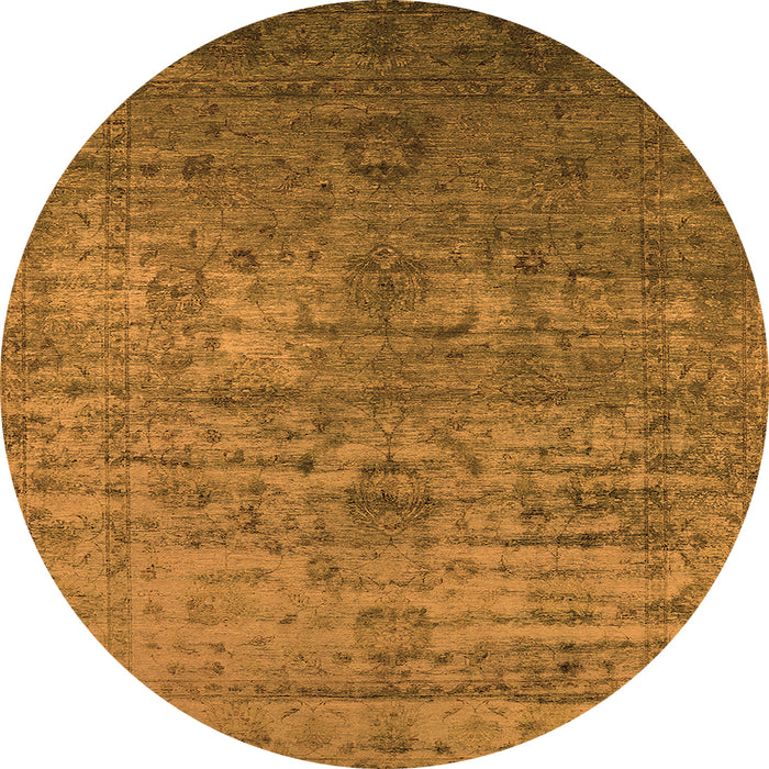 Round Machine Washable Oriental Orange Traditional Area Rugs, wshurb2434org