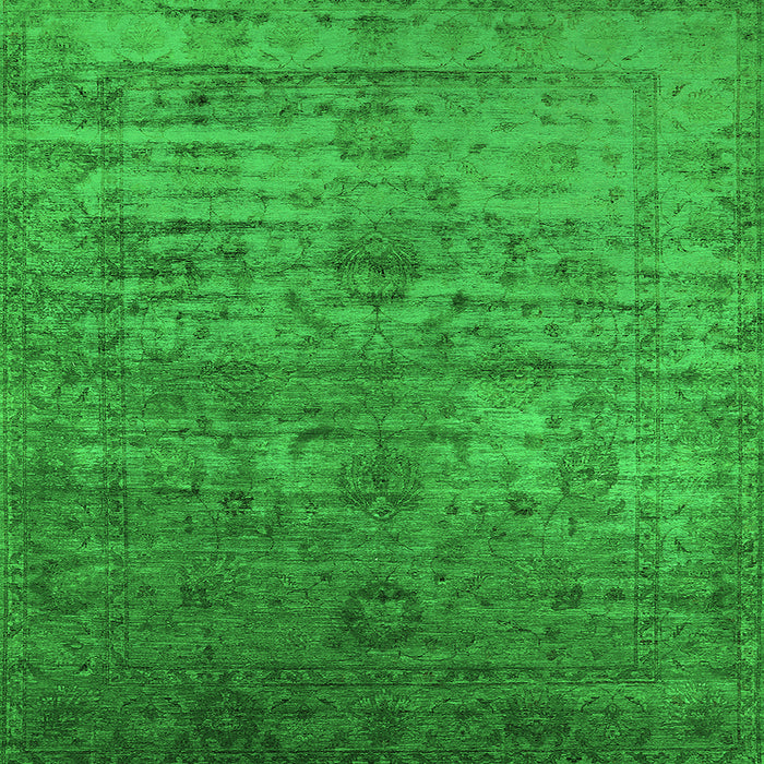 Square Oriental Green Traditional Rug, urb2434grn