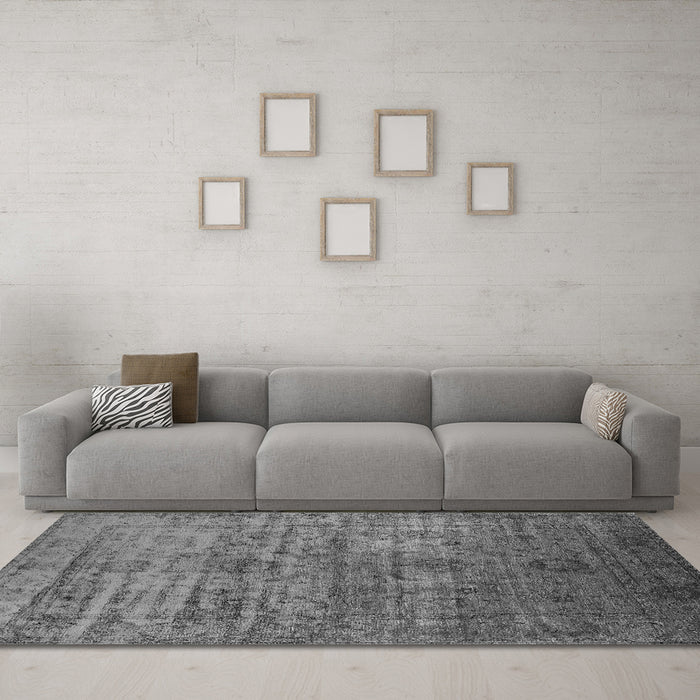 Machine Washable Oriental Gray Traditional Rug in a Living Room,, wshurb2434gry