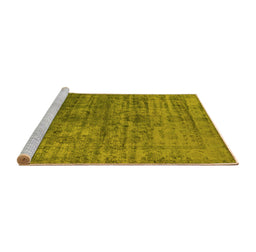 Sideview of Machine Washable Oriental Yellow Traditional Rug, wshurb2434yw