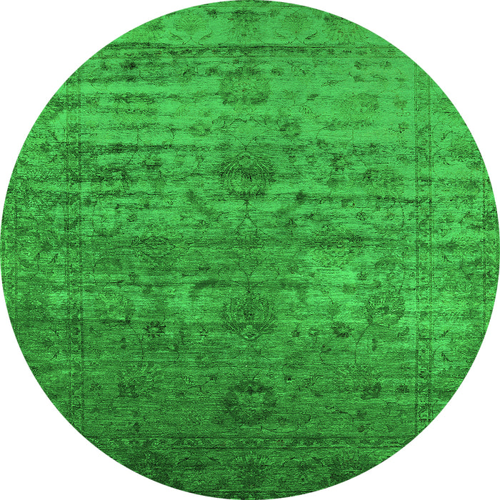 Round Machine Washable Oriental Green Traditional Area Rugs, wshurb2434grn