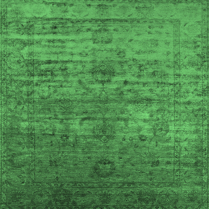 Square Machine Washable Oriental Emerald Green Traditional Area Rugs, wshurb2434emgrn