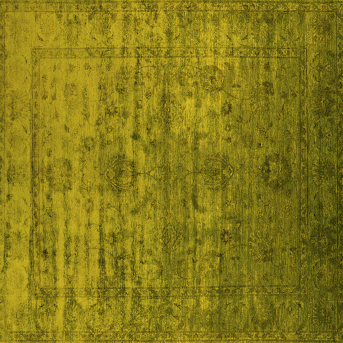 Square Oriental Yellow Traditional Rug, urb2434yw