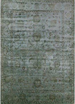 Mid-Century Modern Dark Olive Green Oriental Rug, urb2434
