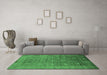 Machine Washable Oriental Emerald Green Industrial Area Rugs in a Living Room,, wshurb2435emgrn