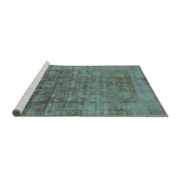 Sideview of Machine Washable Oriental Turquoise Industrial Area Rugs, wshurb2435turq